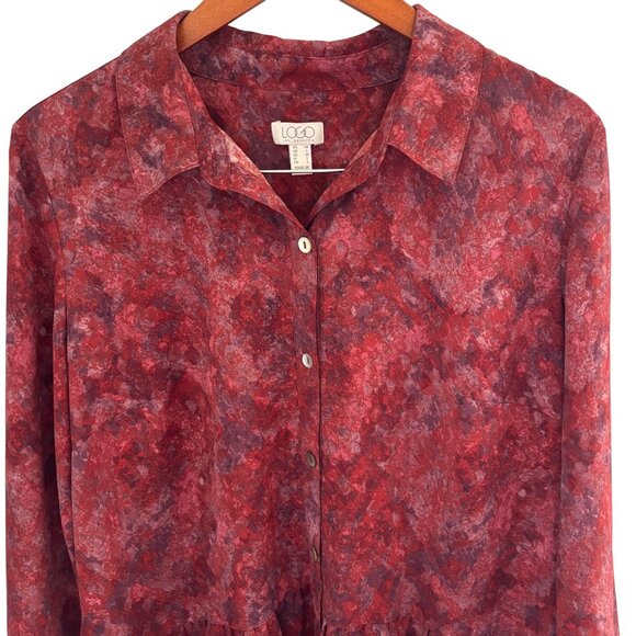Logo Lori Goldstein Top Womens Medium Rust Button Up Lagenlook Blouse Artsy Boho - Picture 3 of 7